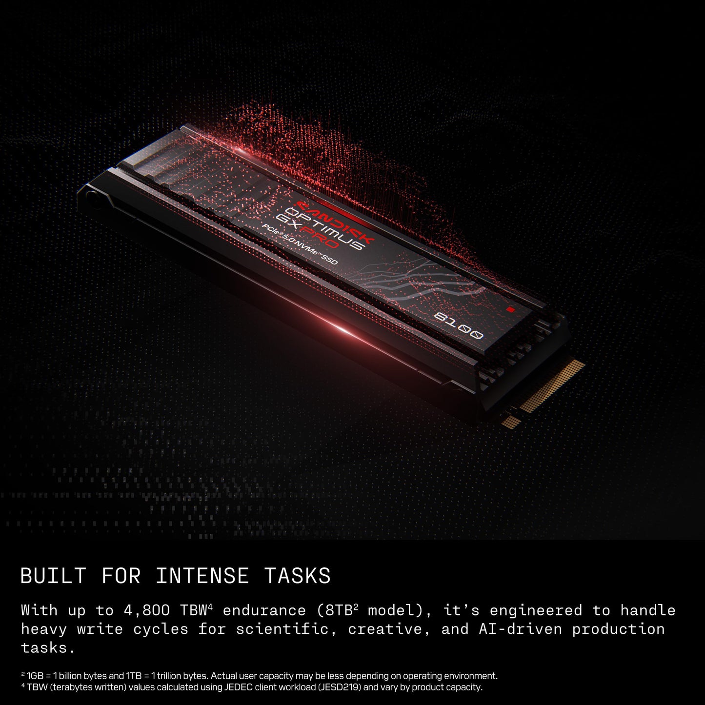 SANDISK 2TB Optimus GX PRO 8100 PCIe 5.0 NVMe SSD - M.2 2280, Up to 14,900 MB/s Read Speed, Lightning-Fast Performance - SDSP82200TAN