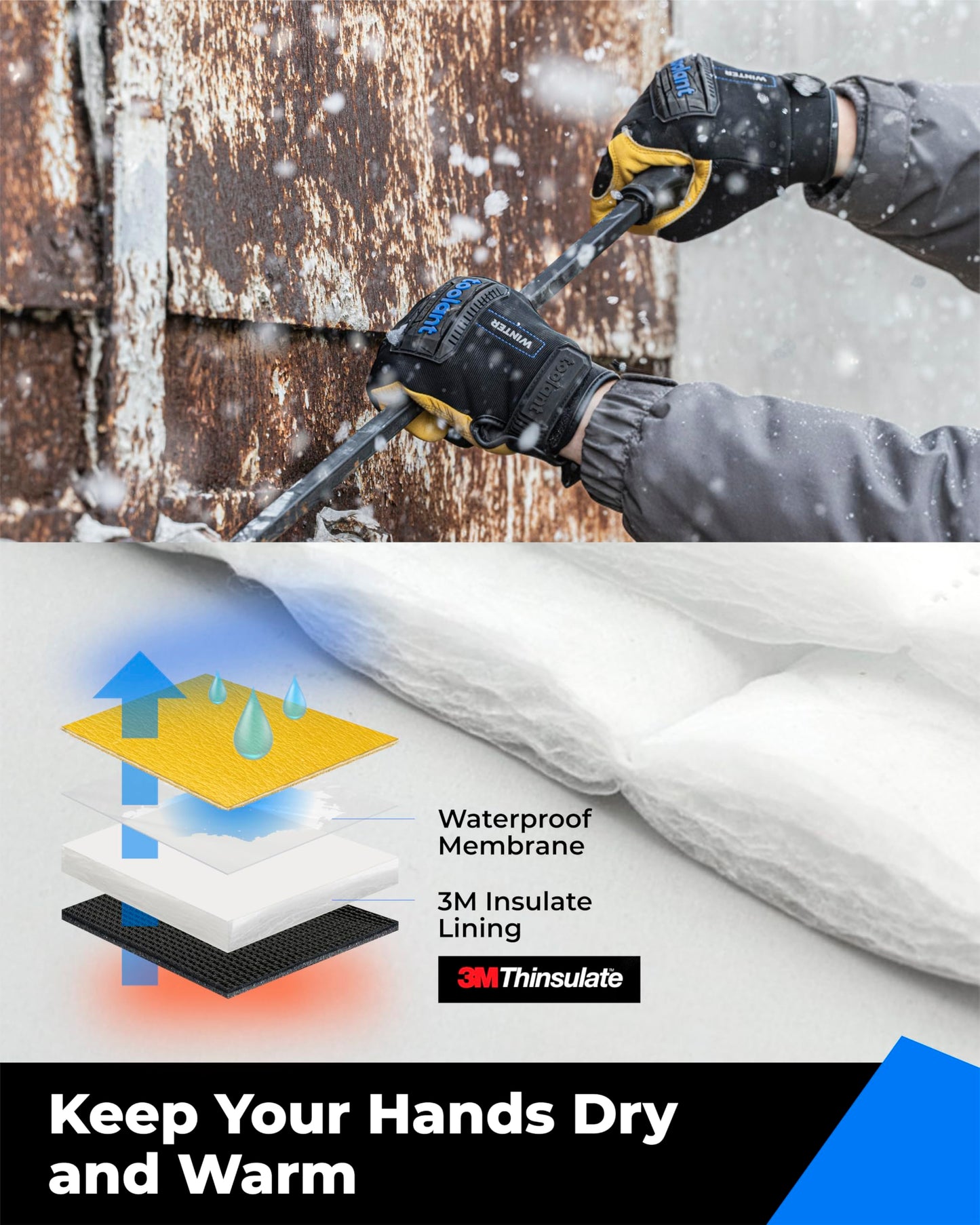 toolant Upgraded Waterproof Winter Work Glove with 3M Lining,Heavy Duty High Dexterity Leather Gloves,Touchscreen with Impact Protection