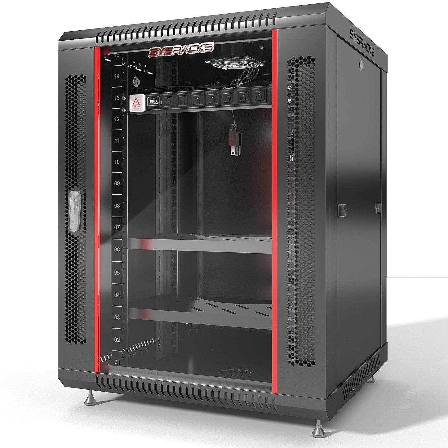 18U Wall Mount Server Rack Cabinet for Home Lab, Office IT and AV Network Installations, 24-Inch Deep 19-Inch Locking Rack with Fan, PDU and Shelves