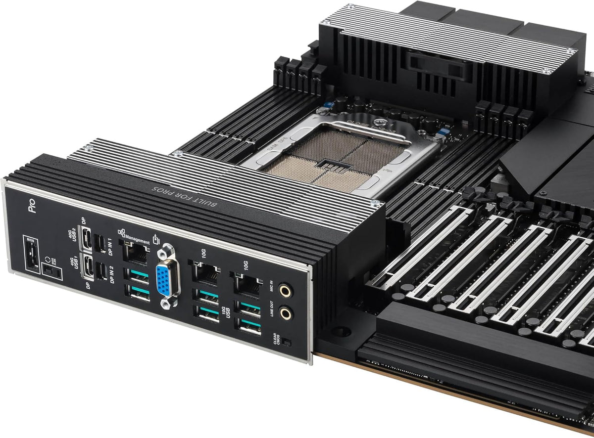 ASUS Pro WS WRX90E-SAGE SE EEB Workstation Motherboard, AMD Ryzen™ Threadripper™ PRO 7000 WX-Series, ECC R-DIMM DDR5, 32 Power-Stage,7xPCIe 5.0x16, PCIe 5.0 M.2, 10Gb & 2.5Gb LAN, Multi-GPU Support
