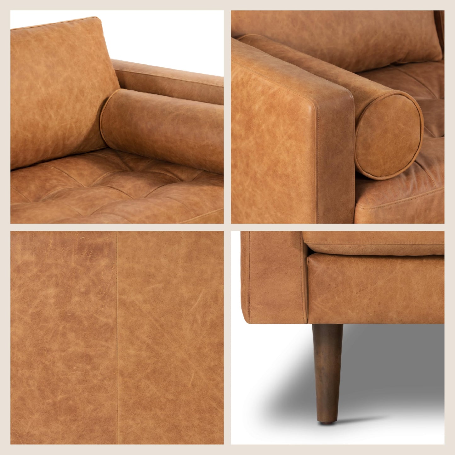 POLY & BARK Napa 82" Leather Pull‑Out Sleeper Sofa – Full‑Grain Italian Leather Upholstery,Tri‑Layer Mattress & Storage Console –Sophisticated Multi‑Functional Sofa Bed for Living Rooms & Guest Spaces