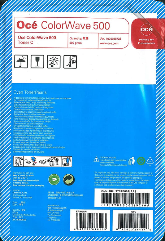 Oce Toner Pearls for ColorWave 500 - Cyan - 500 Grams 9787B002AA 1070038732