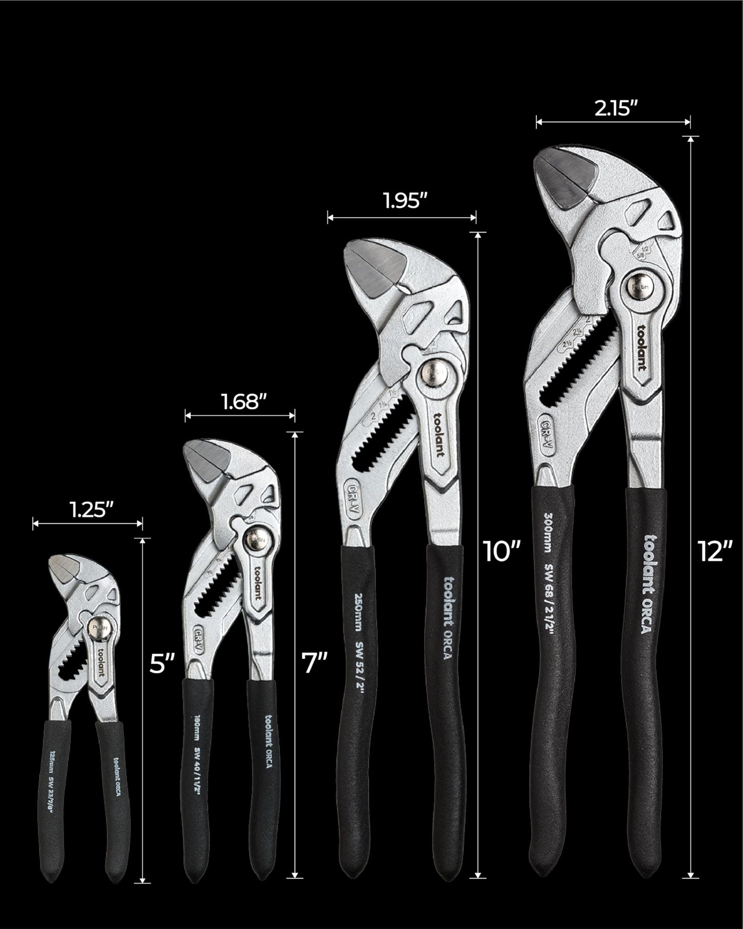 toolant 7-Inch Chrome Plated Pliers Wrench, CR-V Adjustable Wrench with Anti-Rust Coating, Smooth Parallel Jaws, Rubber Anti-Slip Grip and Storage Pouch for Home Repair, Plumbing, Nuts, Water Pipes