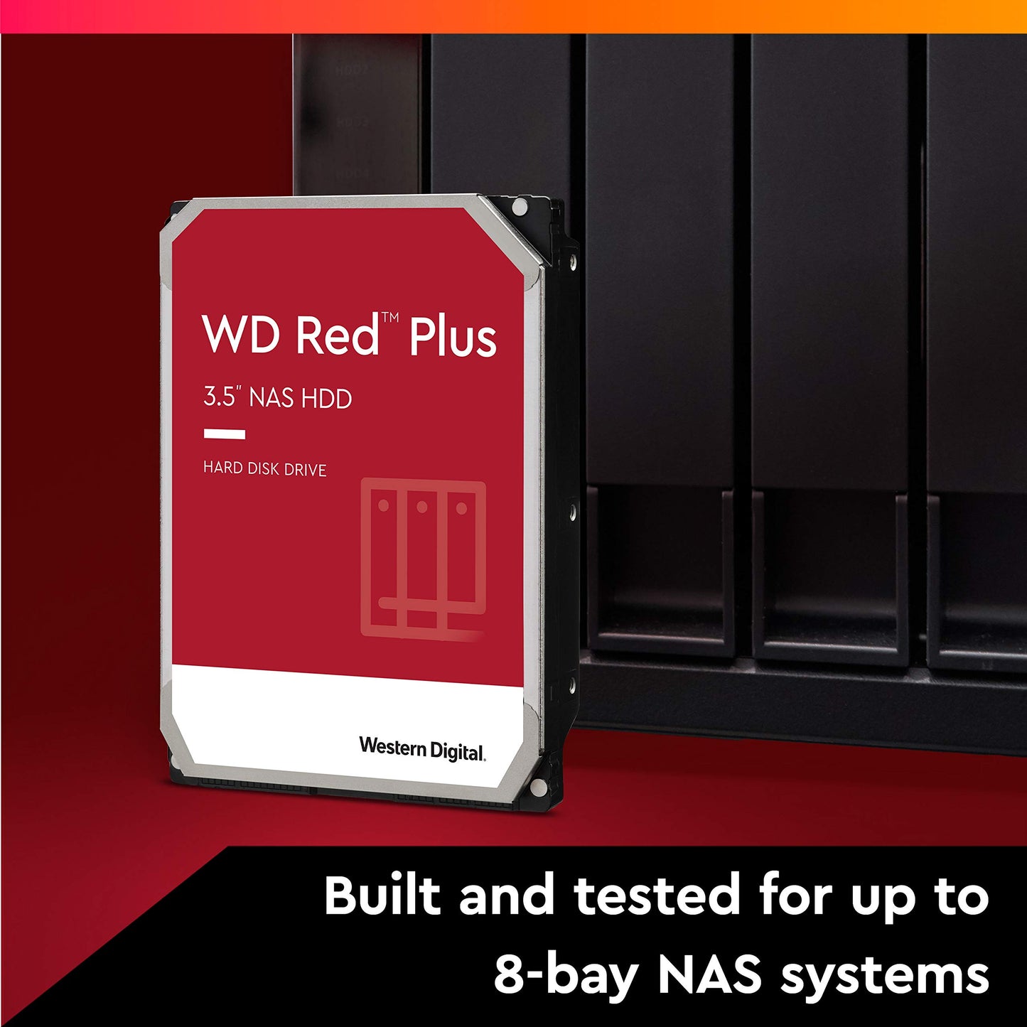 Western Digital 8TB WD Red Plus NAS Internal Hard Drive HDD - 5640 RPM, SATA 6 Gb/s, CMR, 256 MB Cache, 3.5" - WD80EFPX