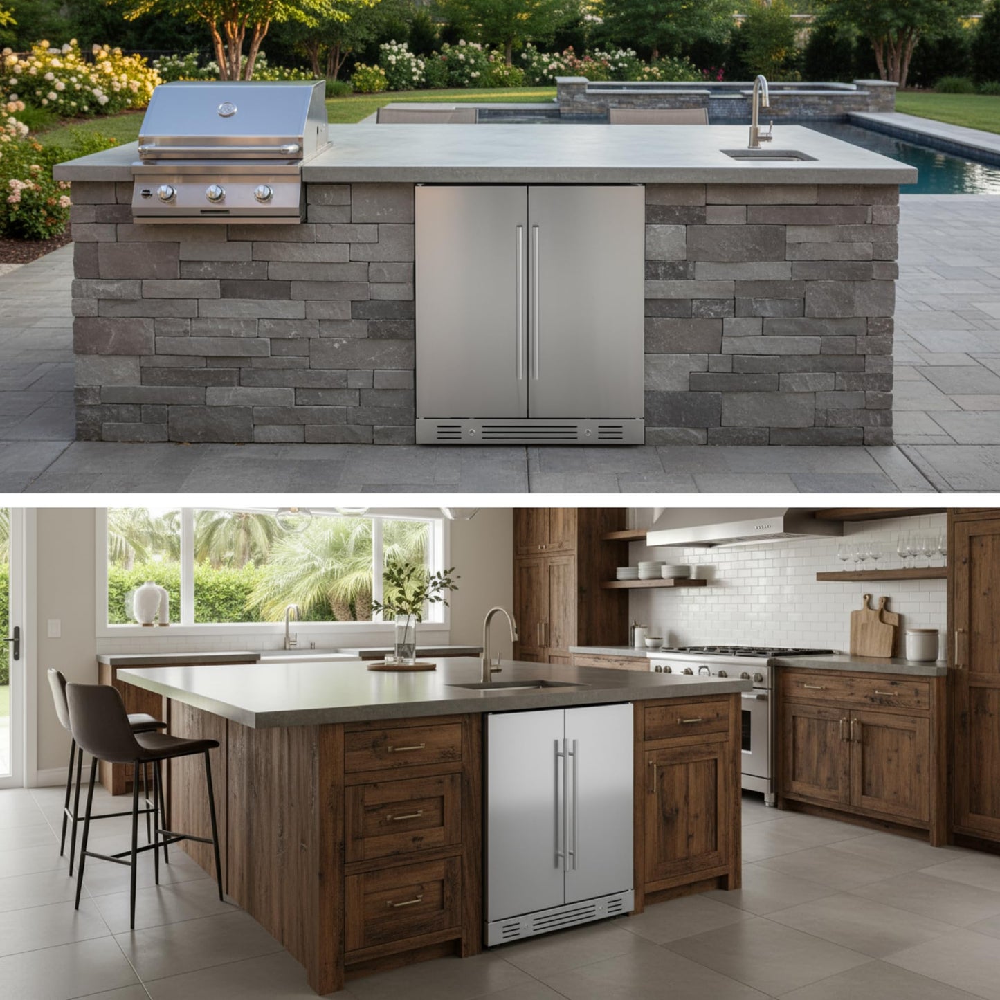 Yeego 24 Inch Beverage Refrigerator, 160-Can Beverage Cooler with Lock & Auto Defrost, Stainless Steel Indoor & Covered Outdoor Beverage Fridge, Freestanding or Under Counter for Beer, Soda & Wine