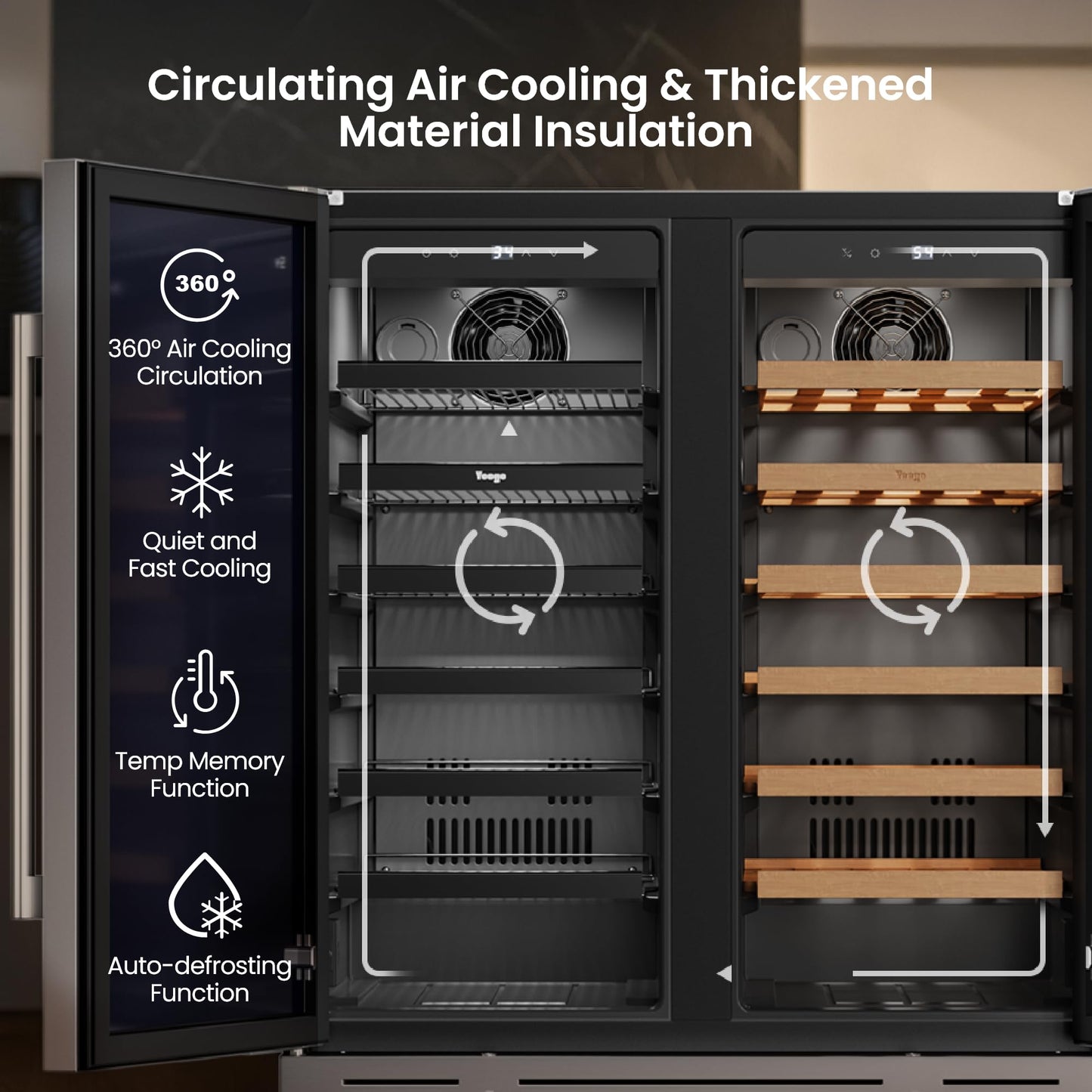 Yeego 24 Inch Beverage Refrigerator, 160-Can Beverage Cooler with Lock & Auto Defrost, Stainless Steel Indoor & Covered Outdoor Beverage Fridge, Freestanding or Under Counter for Beer, Soda & Wine