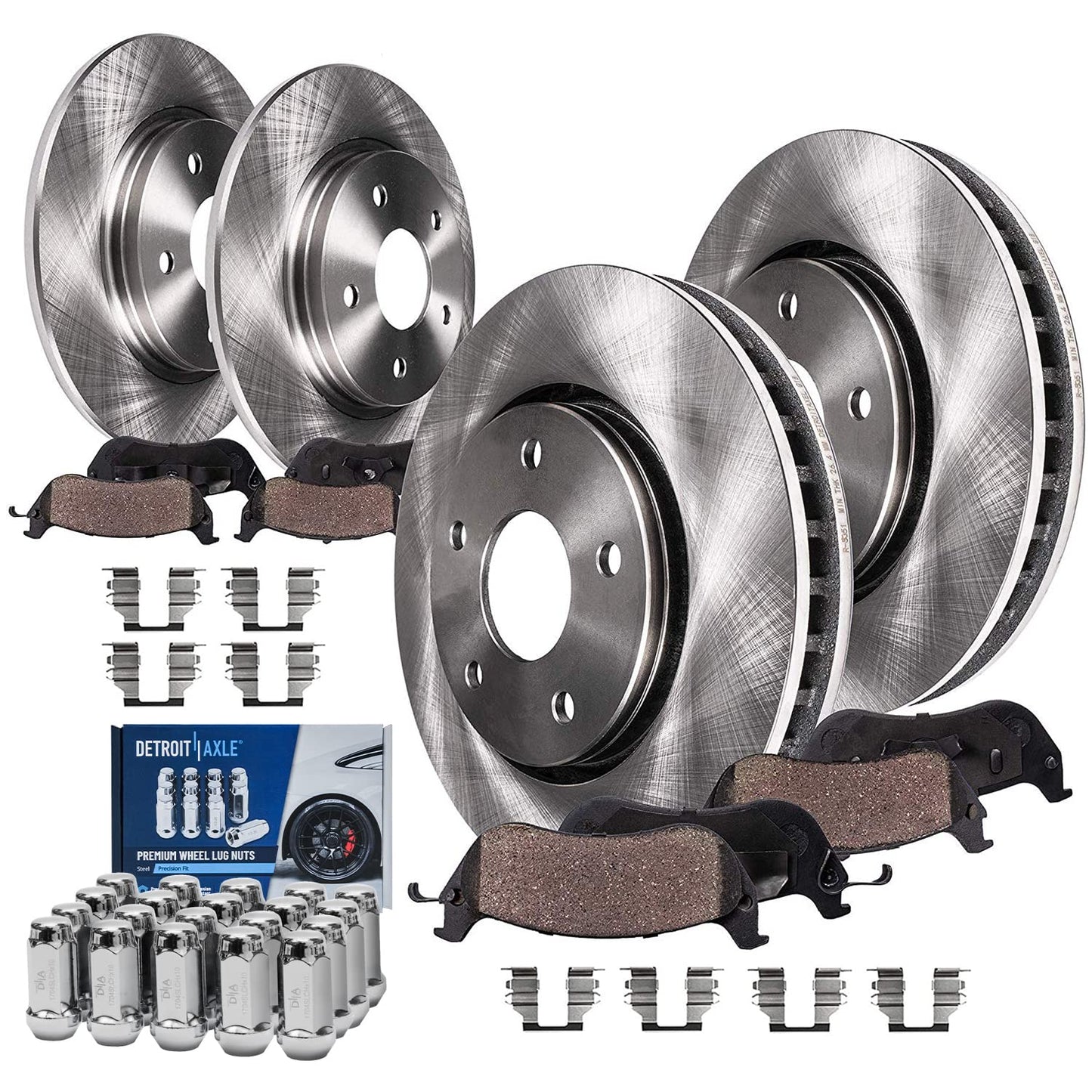 Detroit Axle - Brake Kit for Nissan Pathfinder Murano INFINITI QX60 X35, Disc Rotors Ceramic Pads 2013-2021 Replacement: 12.60" Front and 12.13" Rear Rotor