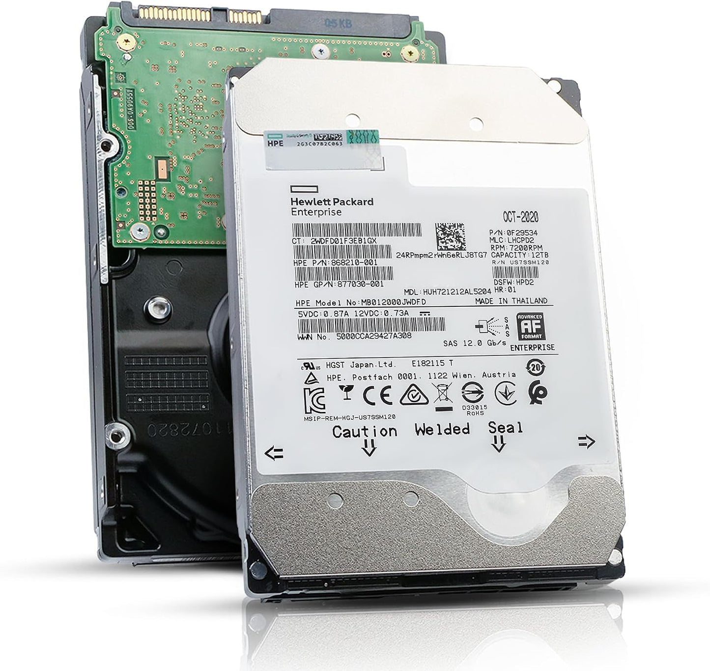HP/HGST Ultrastar DC HC520 HUH721212AL5204 0F29534 12TB 7200 RPM SAS 12Gb/s 512e 3.5in Enterprise Hard Drive MB012000JWDFD 868210-001 (Renewed)