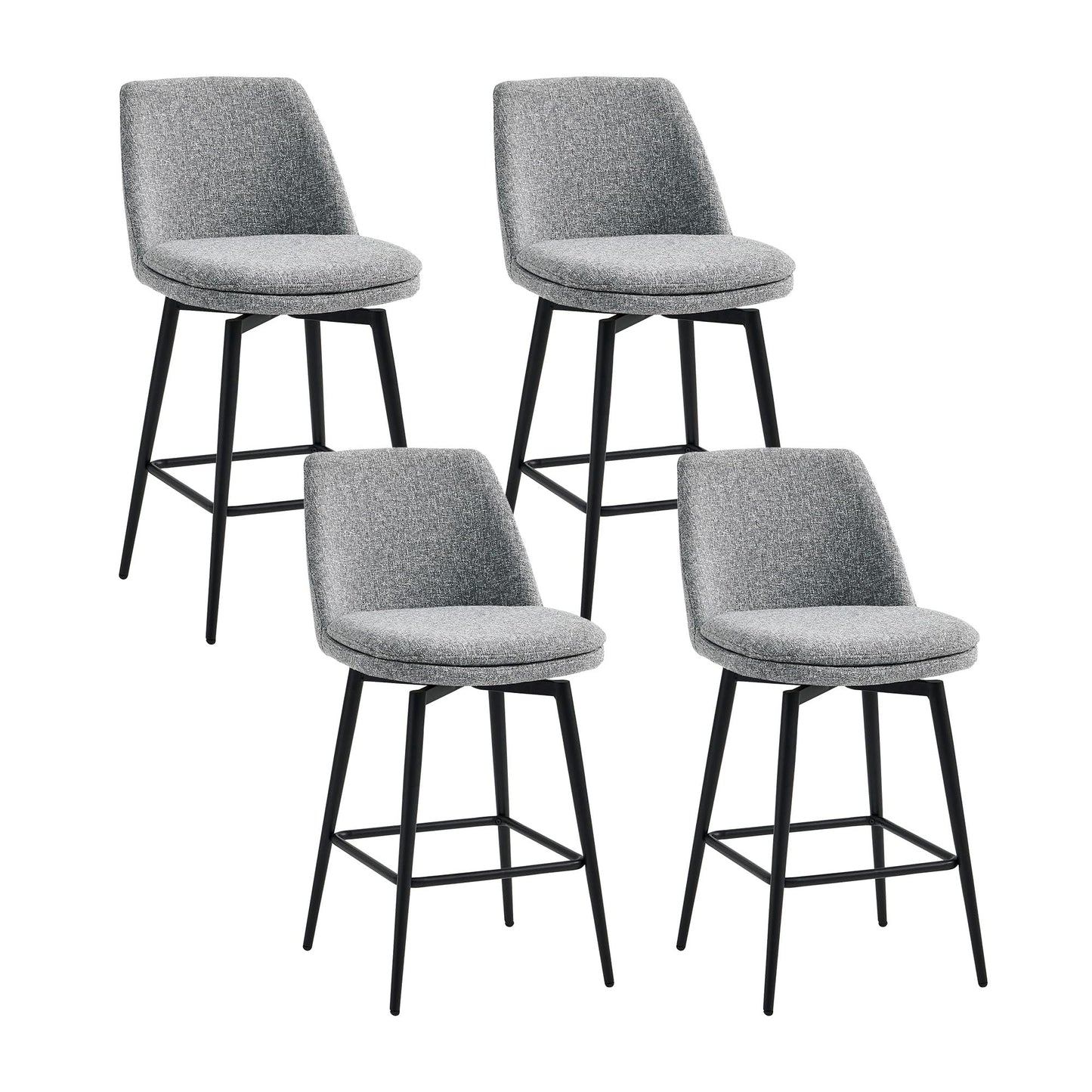 CHITA Swivel Bar Stools, 27.2" Counter Height Bar Stools Set of 3, FSC Certified Upholstered Modern Counter Stools, Metal Legs, Faux Leather, Saddle Brown