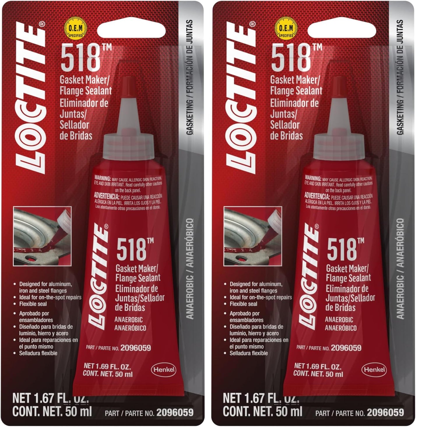LOCTITE 518 Automotive Anaerobic Gasket Maker & Flange Sealant - Sensor-Safe, Low Oder, Non-Corrosive - 50 ml, 1 Pack