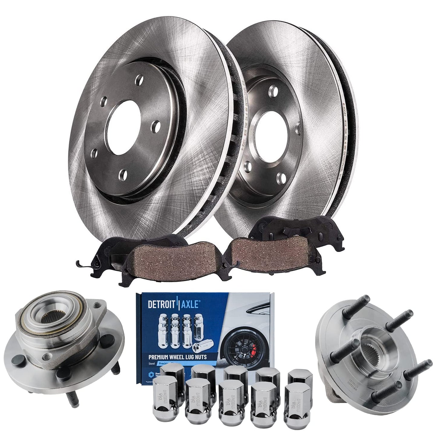 Detroit Axle - Brake Kit for 07-11 Toyota Camry 08-12 Avalon 07-12 Lexus ES350 Replacement 2008 2009 2010 2011, 11.65" inch Front and 11.06" inch Rear Disc Brake Rotors and Ceramic Brakes Pads