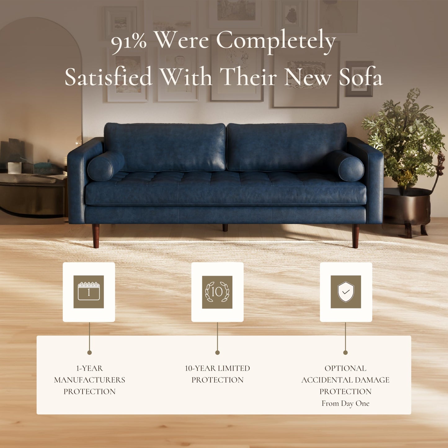 POLY & BARK Napa 82" Leather Pull‑Out Sleeper Sofa – Full‑Grain Italian Leather Upholstery,Tri‑Layer Mattress & Storage Console –Sophisticated Multi‑Functional Sofa Bed for Living Rooms & Guest Spaces