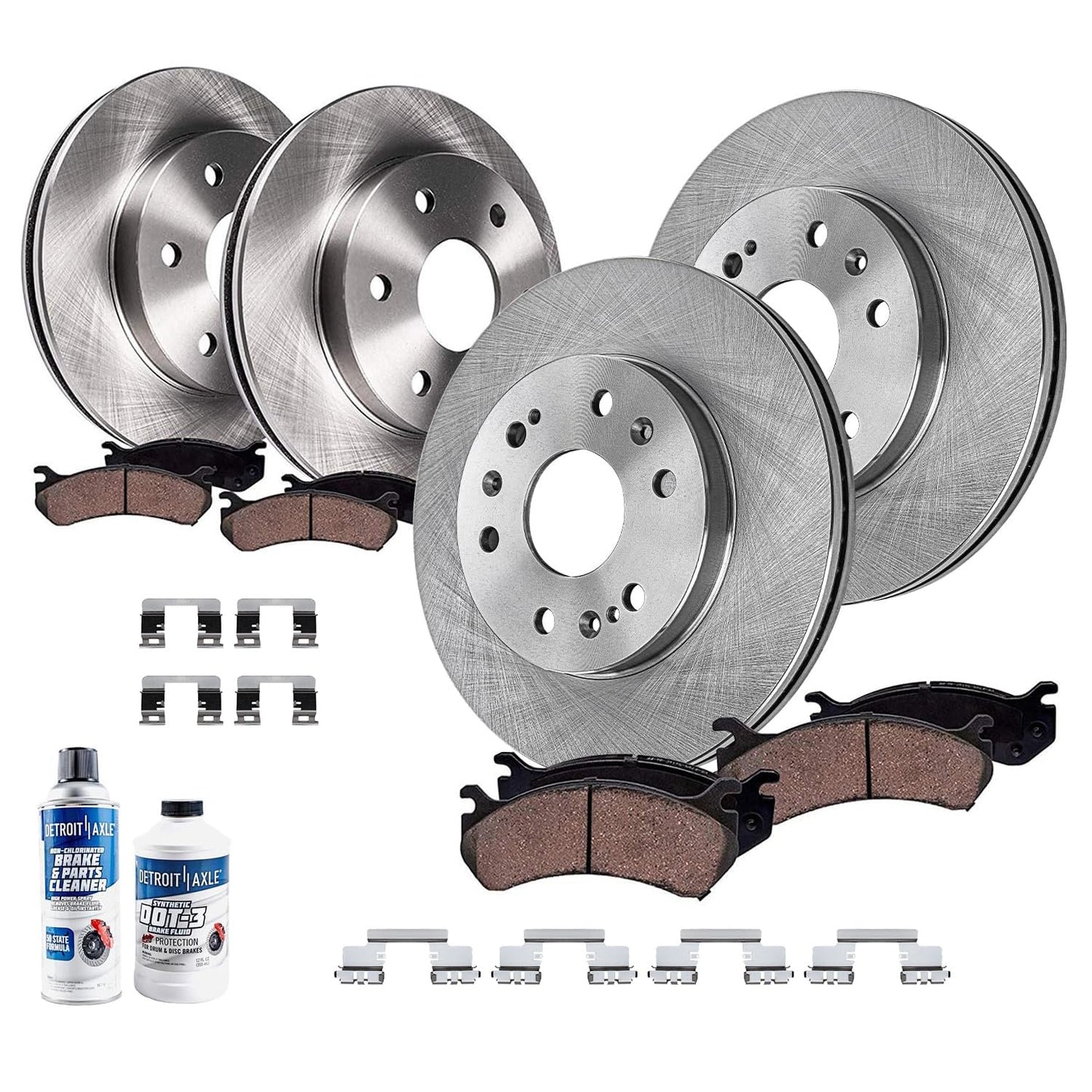 Detroit Axle - Brake Kit for 2011-2020 Jeep Grand Cherokee Dodge Durango | Disc Brakes Rotors Ceramic Brake Pads Replacement 12.99" inch Front and Solid Rear Rotor
