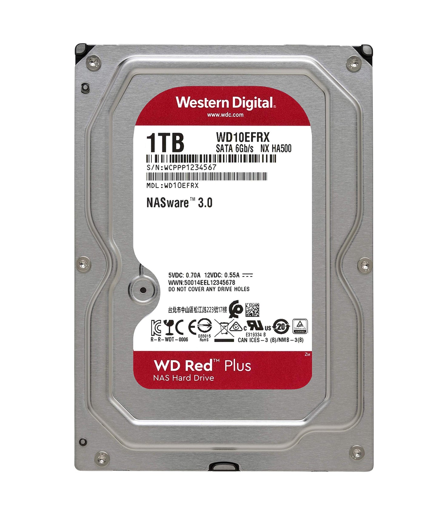 Western Digital 4TB WD Red Plus NAS Internal Hard Drive HDD - 5400 RPM, SATA 6 Gb/s, CMR, 256 MB Cache, 3.5" -WD40EFPX