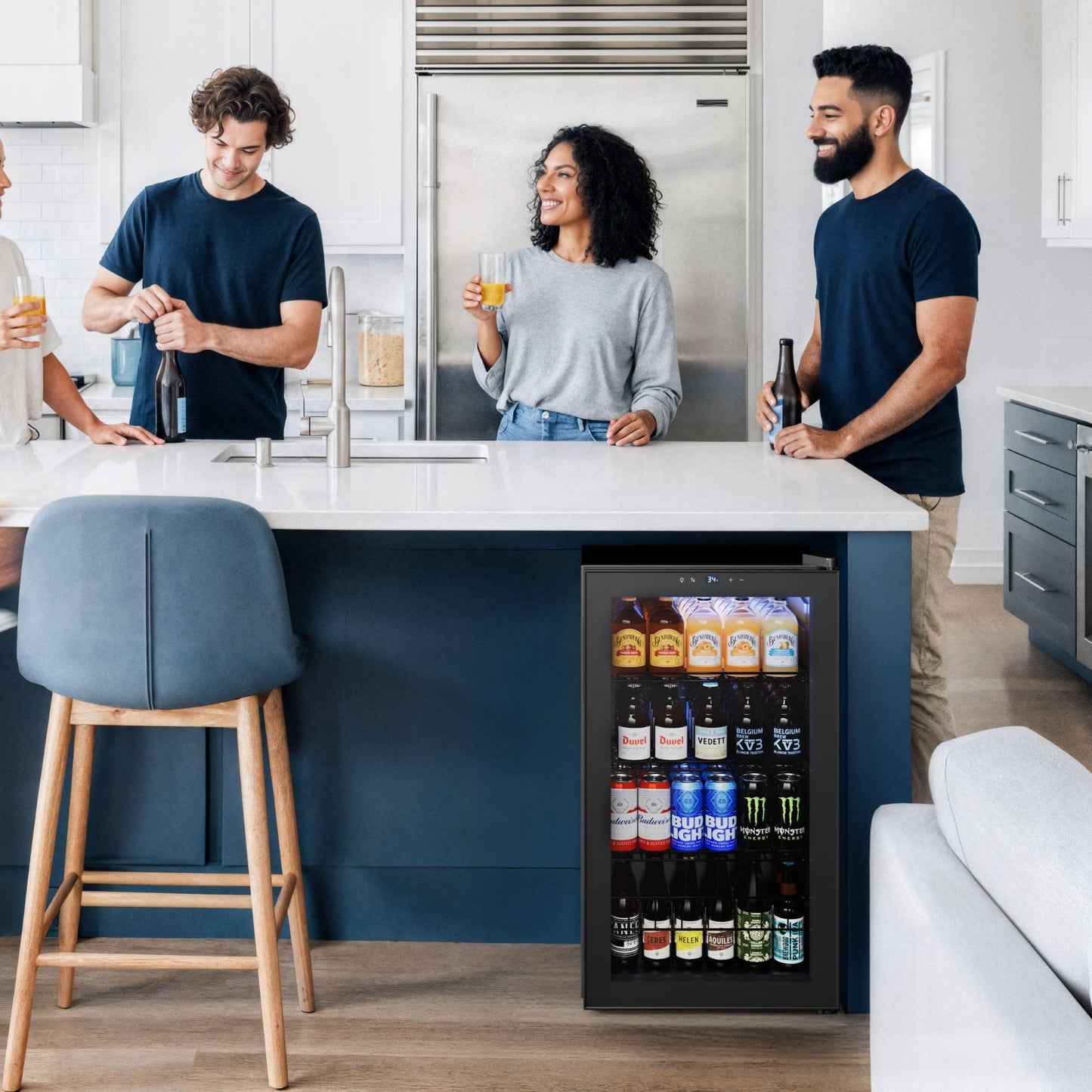 Yeego Beverage Refrigerator Cooler, 155 Cans Mini Fridge with Glass Door Beverage Fridge with Adjustable Shelves for Soda Beer or Wine, Beverage Cooler with Digital Temperature Control for Home Office