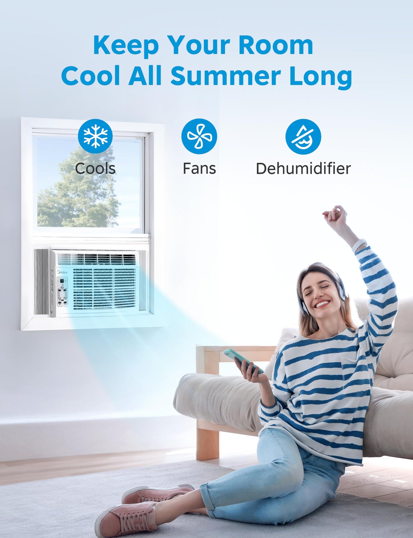 Midea 5,000 BTU EasyCool Small Window Air Conditioner - Cool up to 150 Sq. Ft. with Easy-to-Use Mechanical Controls and Reusable Filter, Perfect for Small Bedroom, Living Room, Home Office