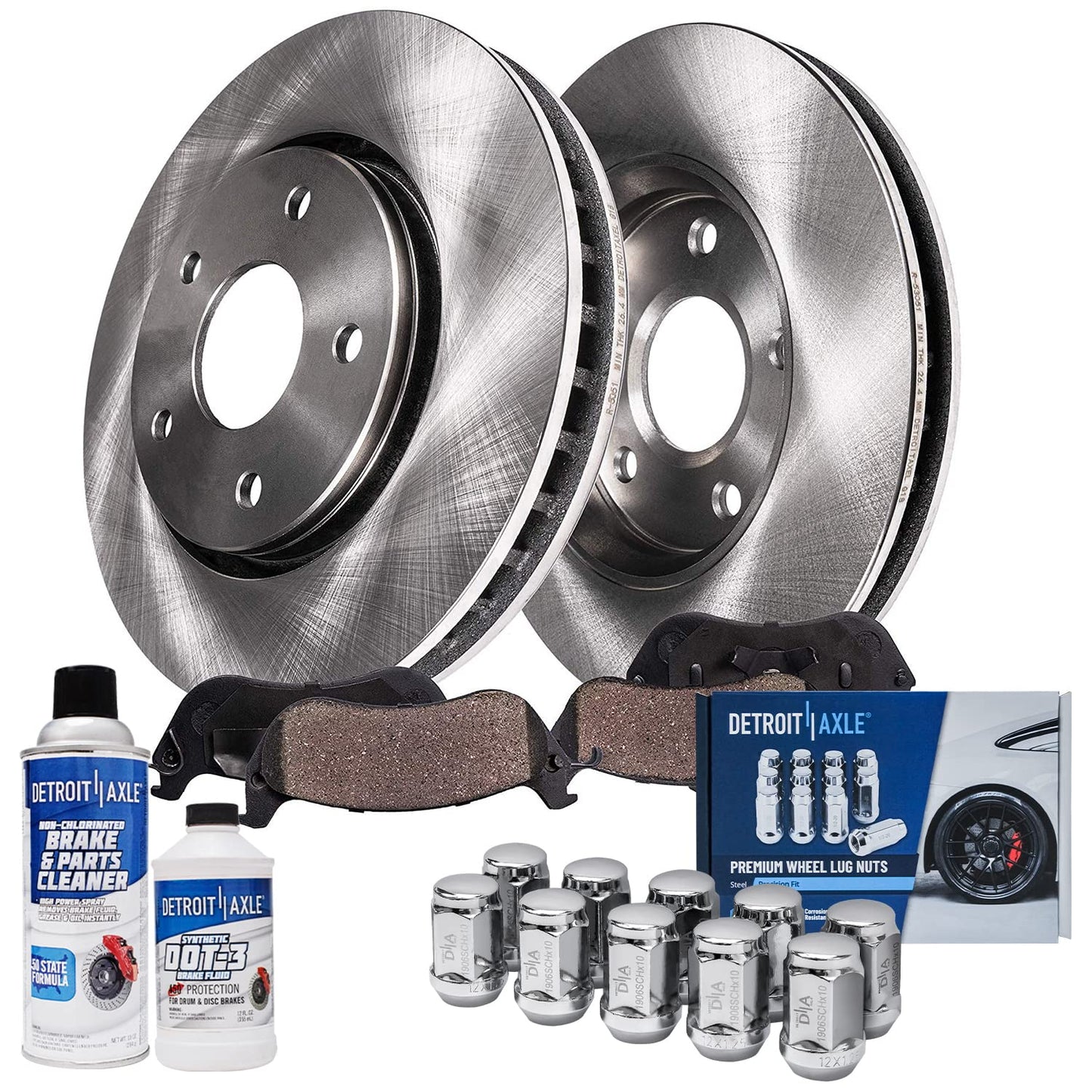 Detroit Axle - Brake Kit for 2013-2016 Kia Optima 2011-2015 Hyundai Sonata, Disc Brake Rotors Ceramic Brakes Pads Front and Rear 2014 Replacement
