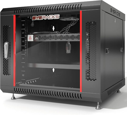 9U Wall Mount Server Rack Cabinet – 19" Network Rack Enclosure, 18" Deep Data Rack Cabinet with Fan, PDU & Shelf for IT Equipment, Switches and Patch Panel