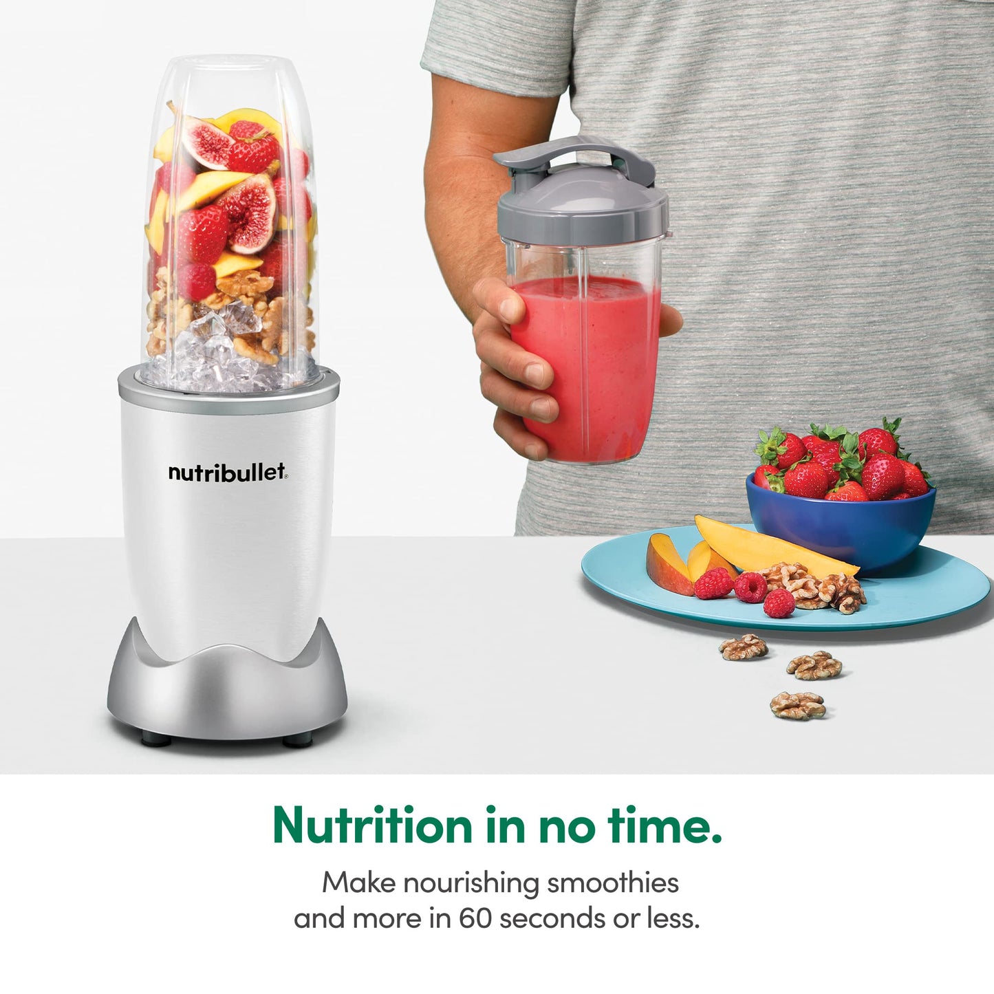 Nutribullet Personal Blender, Shakes, Smoothies, Food Prep, and Frozen Blending, 24 Ounces, 600 Watt, Dark Gray, NBR-0601WM