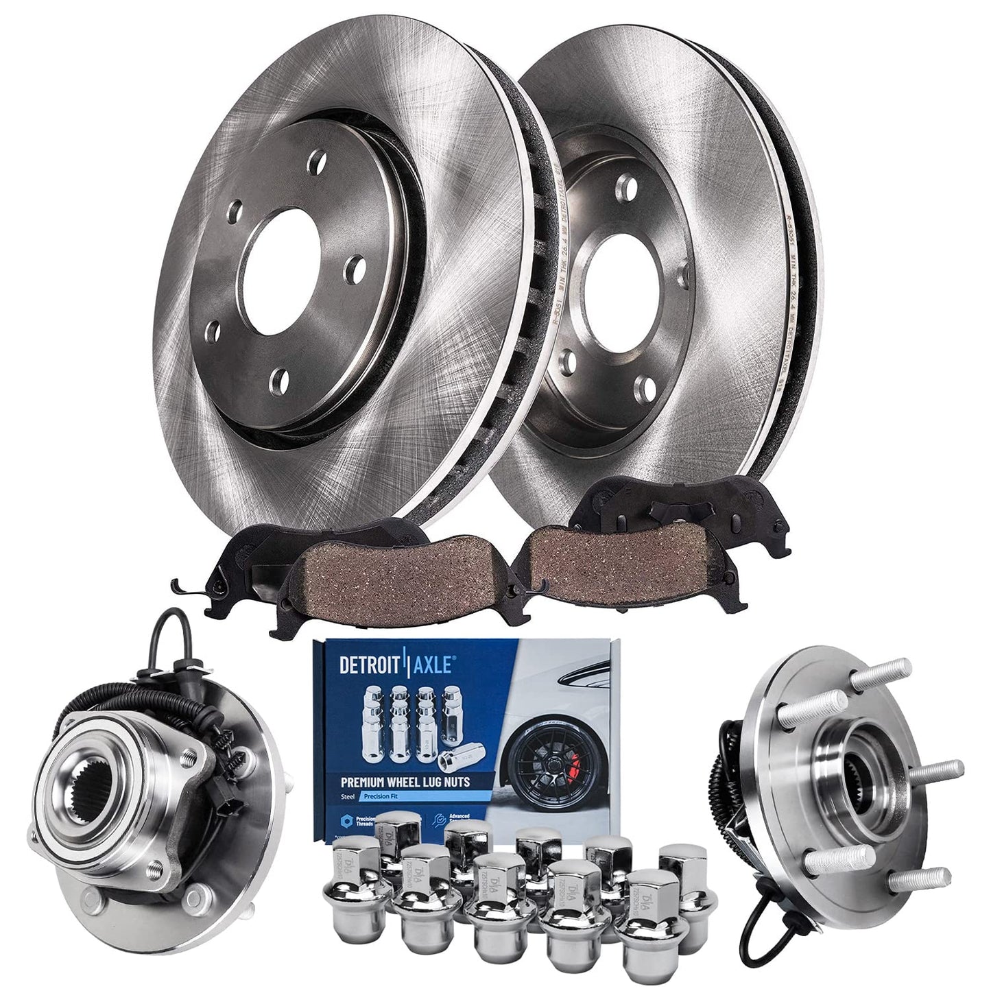 Detroit Axle - Brake Kit for 14-20 Nissan Rogue, 17-22 Rogue Sport, Front and Rear Disc Brake Rotors Ceramic Brake Pads 2018 2019 Replacement