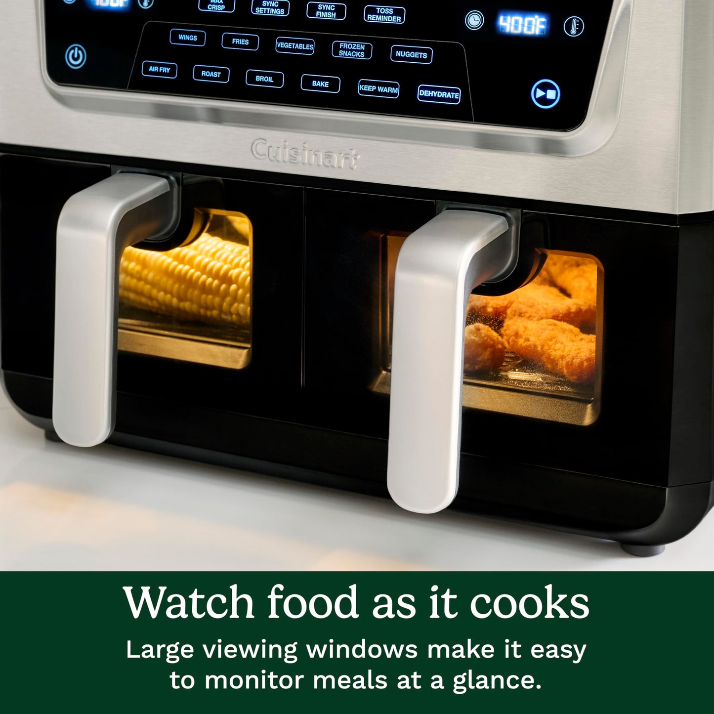Cuisinart Dual Basket Air Fryer, Two Baskets 11 Qt in Total, 6 Functions: Air Fry, Roast, Bake, Broil, Dehydrate & Keep Warm, Features Sync Finish & Sync Settings, Toss Reminder & Auto-Pause, ADZ-112