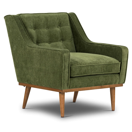 Poly & BARK Rowan Lounge Chairs Set of 2 – Mid Century Modern Leather Armchairs with Ribbed Seat and Solid Ash Wood Frame, Cognac Tan