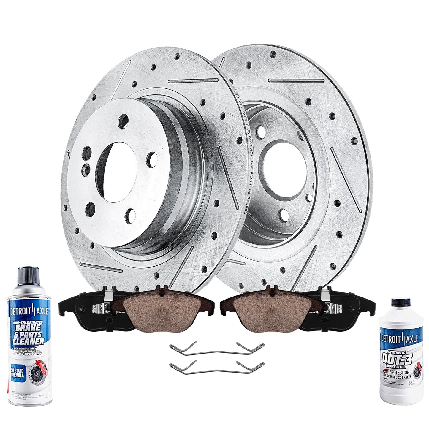 Detroit Axle - Front Brake Kit for 2003-2009 Toyota 4Runner 2005-2023 Tacoma 2007-2014 FJ Cruiser, Drilled & Slotted Brake Rotors and Ceramic Brakes Pads Replacement: 12.56" inch Rotor