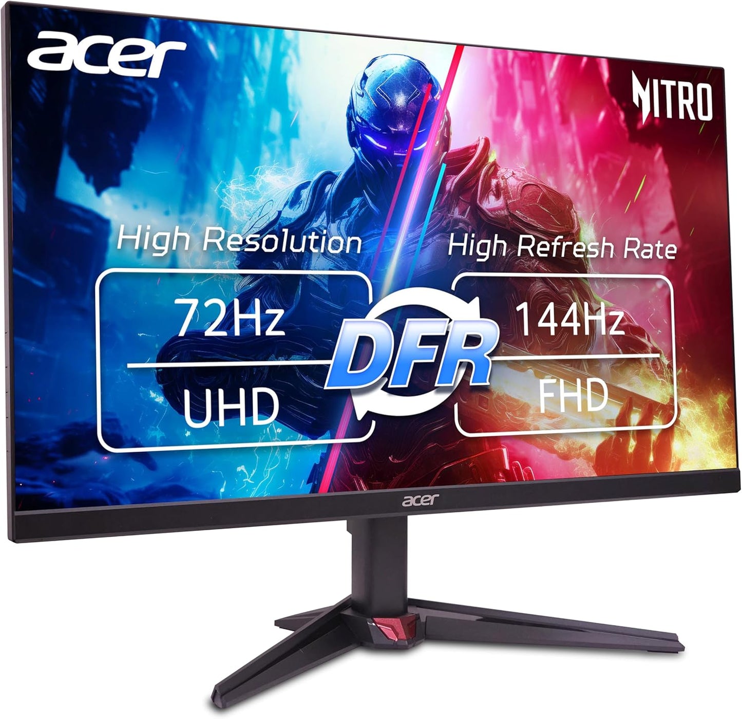 acer Nitro 27” 4K UHD 3840 x 2160 Gaming IPS Monitor | AMD FreeSync | Up to 72Hz Refresh Rate with DFR to FHD 144Hz | Up to 0.5ms | 1 x Display Port 1.4 & 2 x HDMI 2.0 Ports | VG270K L1bmiipx