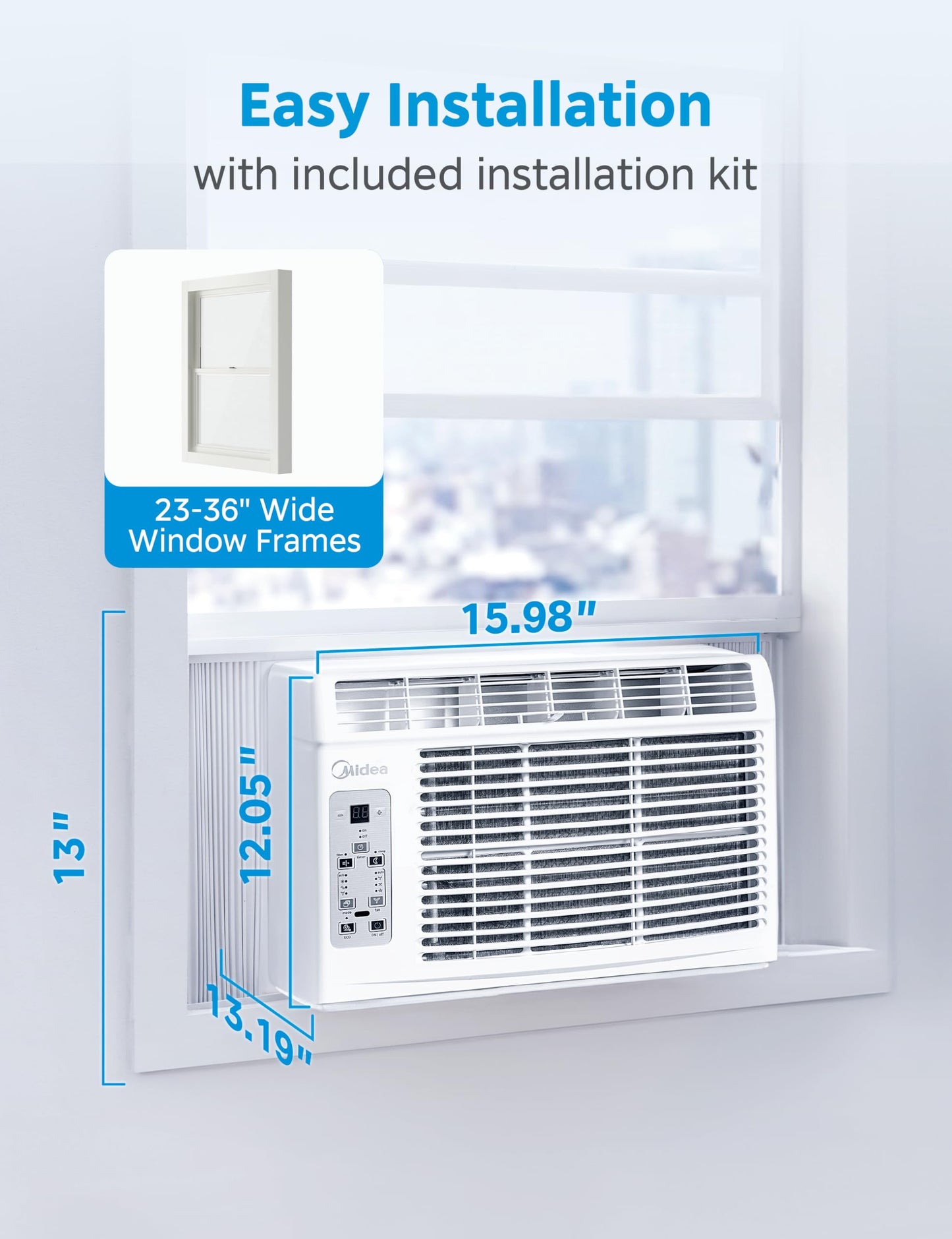 Midea 5,000 BTU EasyCool Small Window Air Conditioner - Cool up to 150 Sq. Ft. with Easy-to-Use Mechanical Controls and Reusable Filter, Perfect for Small Bedroom, Living Room, Home Office