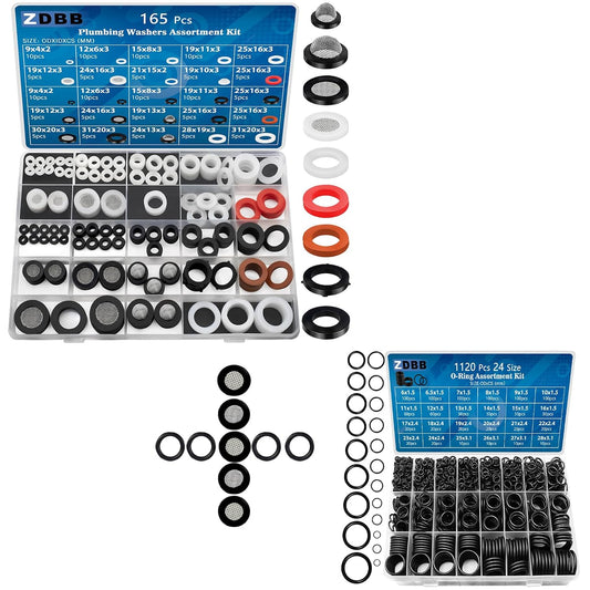ZDBB 1030 Pcs(43 Size) Plumbing Flat Rubber Washers and O Ring Assortment Kit.,Assorted inch Gasket Set,Home Replace Bathroom Shower Hose Head Valve,Faucet,Garden Connector Water Nozzle,Plumbing Leak