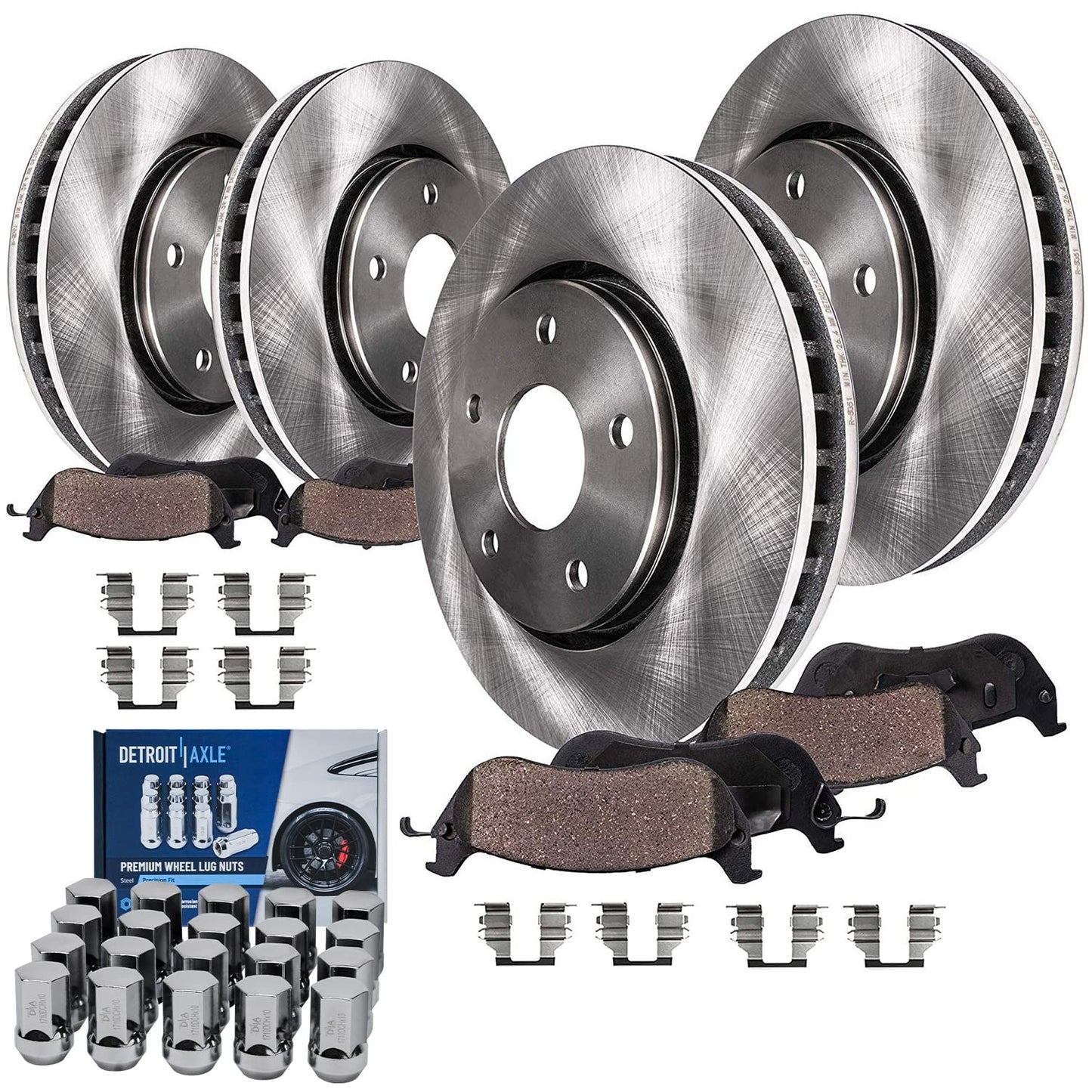 Detroit Axle - Brake Kit for Subaru Impreza Forester Legacy Outback 11.54'' inch Front & 11.26" inch Rear Disc Brake Rotors Ceramic Brake Pads Front and Rear Replacement, Brakes and Rotors
