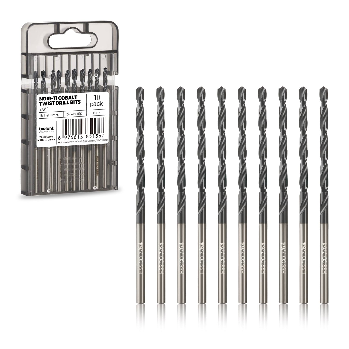 toolant 3/8" Cobalt Drill Bit Set(Pro) Titanium Aluminum Nitride Coated (TiAlN) with Bullet Point Tip, 5-Piece Bulk