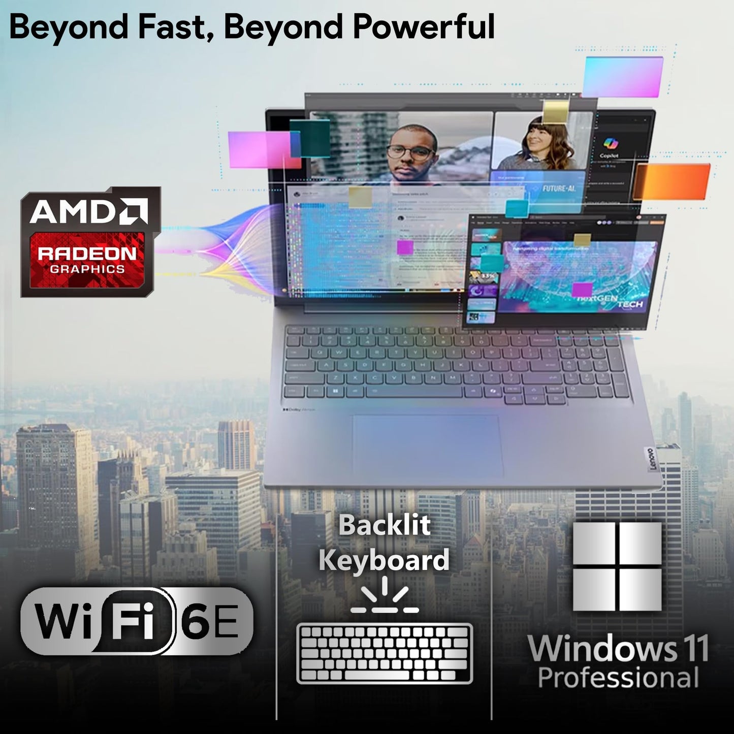 Lenovo ThinkBook 16 G7 Business Laptop, 16” FHD+, AMD Ryzen 7 7735HS, 32GB DDR5, 1TB NVMe, WiFi 6E + BT, Backlit KB, Fingerprint Reader, HD Webcam, Win 11 Pro