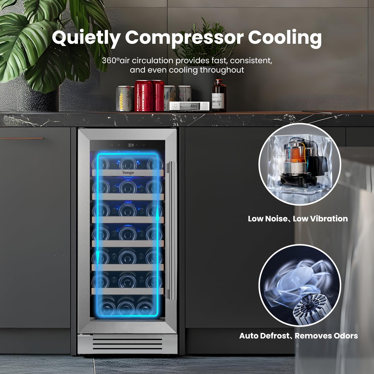 Yeego 24'' Wine Cooler Refrigerator - 52 Bottles Wine Fridge, 40-65°F Dual Zone Wine Refrigerator With Glass Door, Built-In/Freestanding/Under Counter, Adjustable Shelves Fridge for Home Bar Office