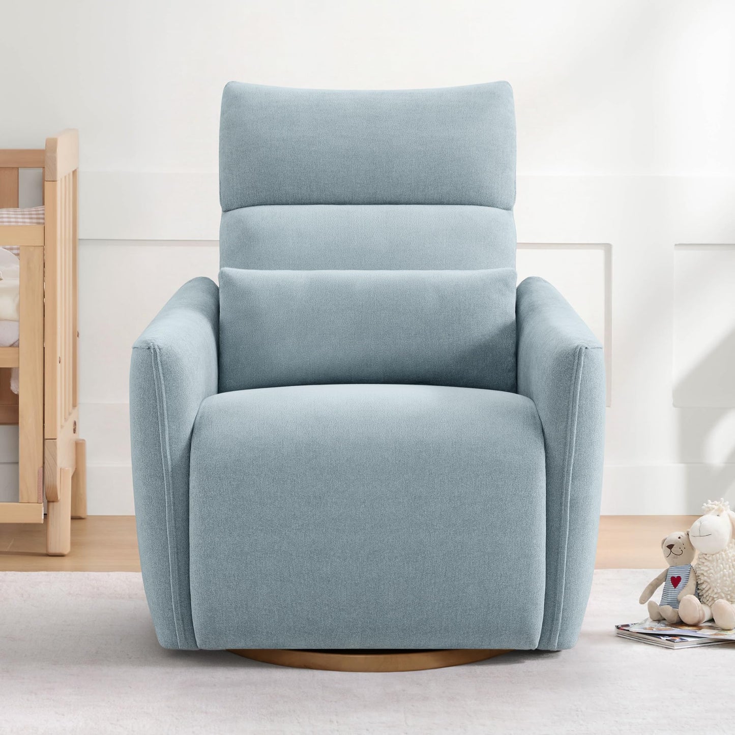 CHITA Swivel Rocker Recliner Chair, Power Nursery Glider Recliner, Nursery Rocking Chair with Adjustable Power Headrest, FSC Certified, Solid Wood Base, Cream