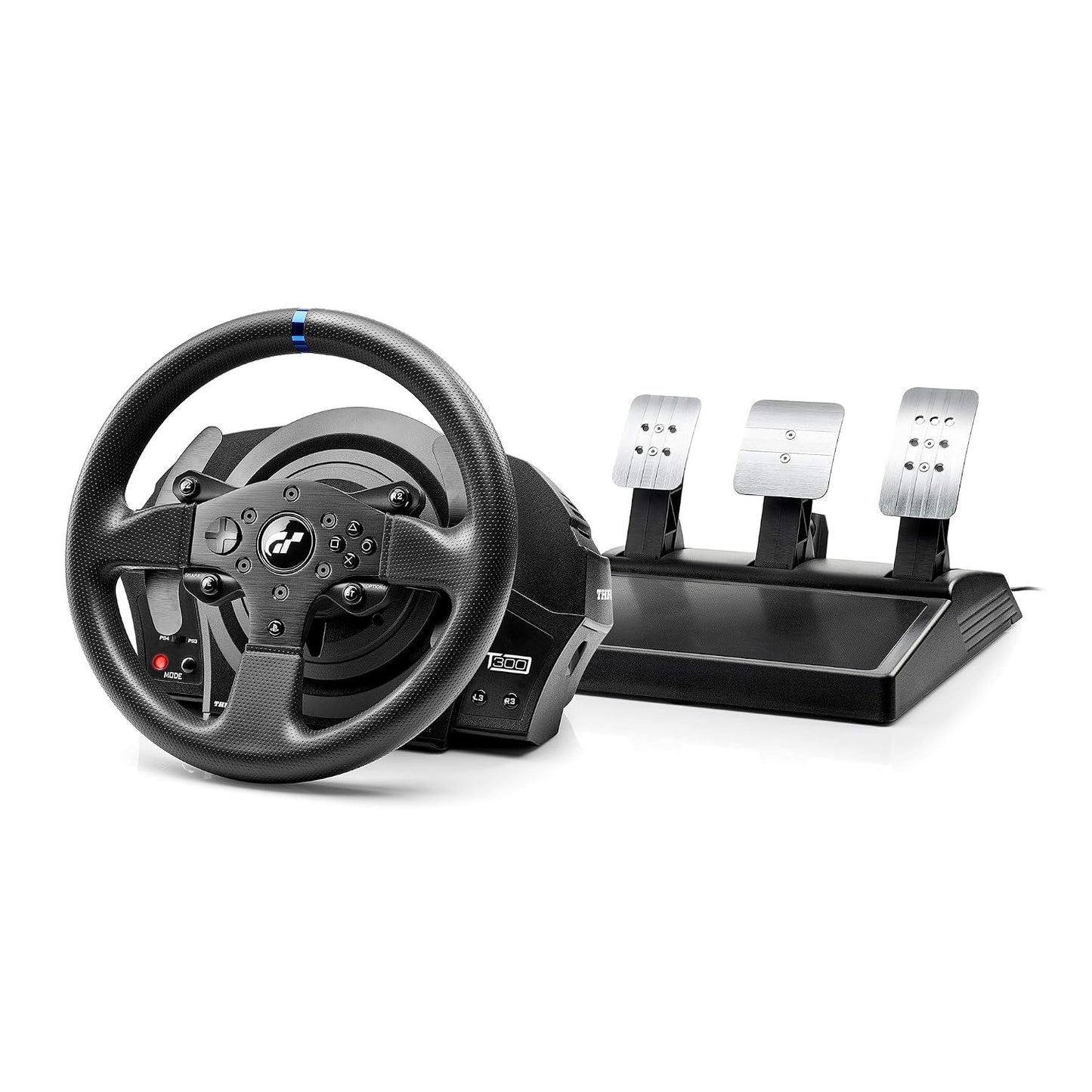 Thrustmaster T300RS GT Force Feedback Racing Wheel & 3 Pedal Set - PS5 & PC | Belt-driven motor, changeable rim, expandable with Thrustmaster shifters, for driving. farming simulators, cockpit ready