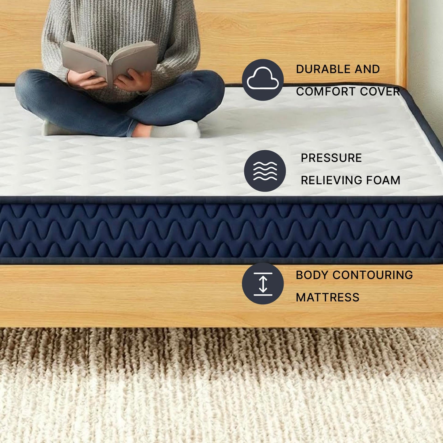 Signature Design by Ashley Queen Size Chime 10 Inch Medium Firm Memory Foam Mattress with Green Tea & Charcoal Gel for Pressure Relief, Fiberglass Free, Mattress In A Box