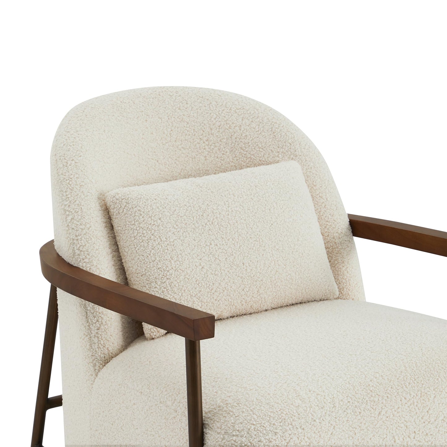 CHITA Accent Chair for Living Room Set of 2, FSC Certified Modern Upholstered Faux Sherpa Fabric Armchair with Metal Frame and Wooden Armrests, Camel