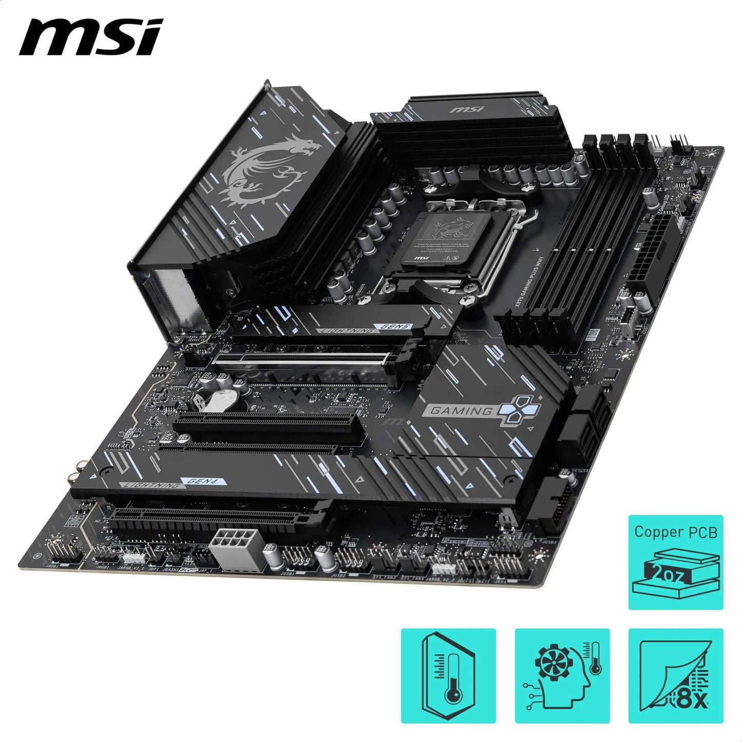 MSI MPG X870E Carbon WiFi Gaming Motherboard (AMD Ryzen 9000/8000/7000 Series Processors, AM5, DDR5, PCIe 5.0, M.2 Gen5, SATA 6Gb/s, USB 40Gbps, HDMI, Wi-Fi 7, Bluetooth 5.4, 5Gbps LAN, ATX)
