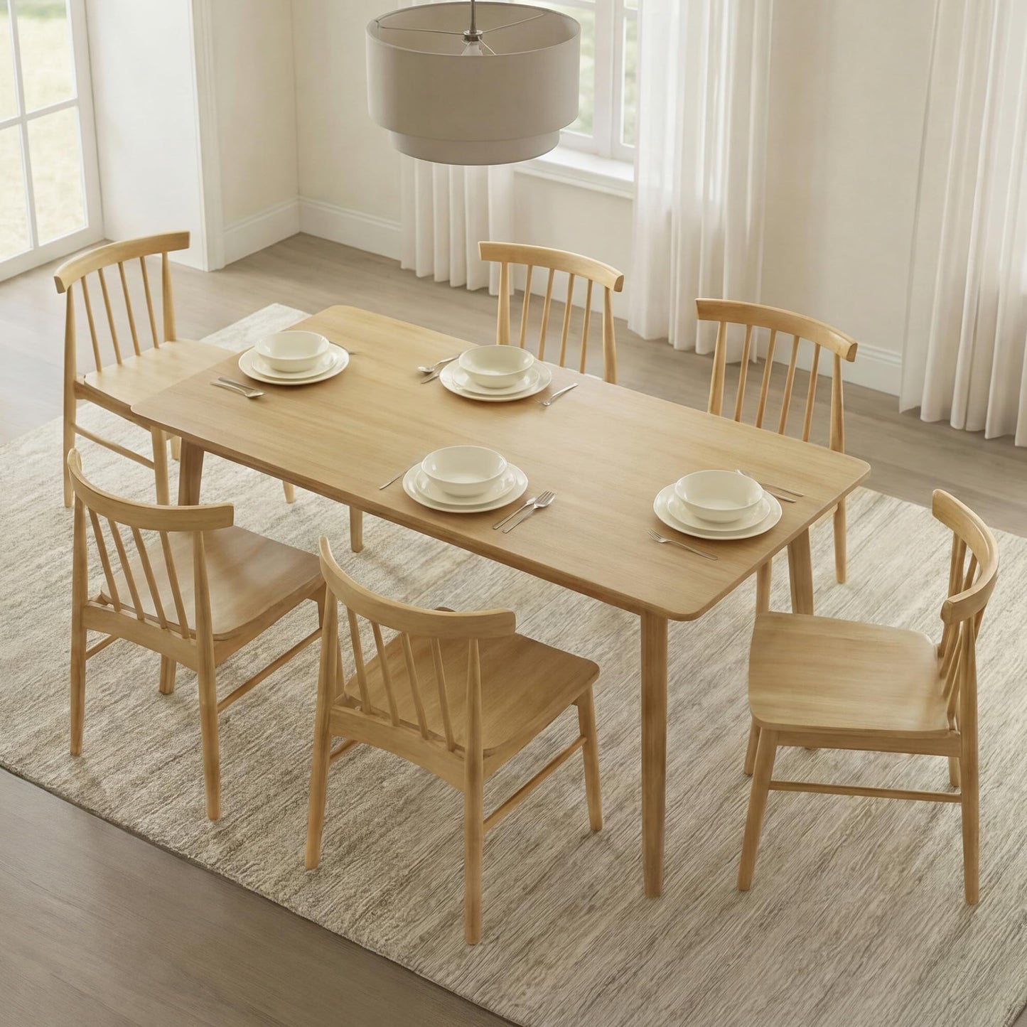 CHITA Soild Wood Dining Chairs Set of 4, Mid Century Modern Walnut Wood Kitchen Chairs with Curved Backrest, Dining Room Chair for Kitchen, Restaurant