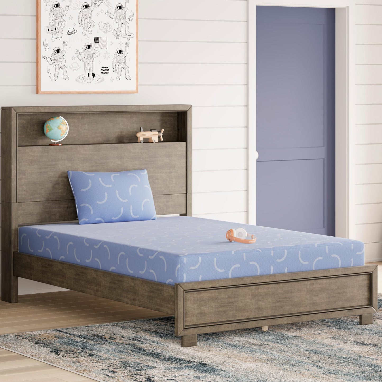 Signature Design by Ashley Queen Size Chime 10 Inch Medium Firm Memory Foam Mattress with Green Tea & Charcoal Gel for Pressure Relief, Fiberglass Free, Mattress In A Box