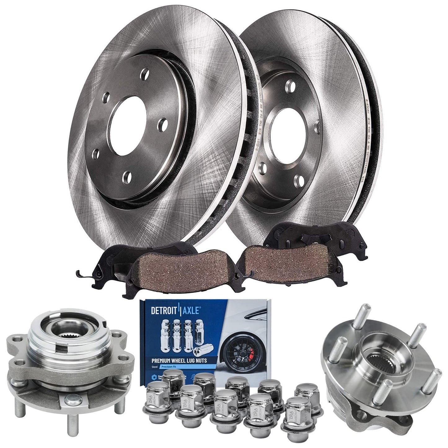 Detroit Axle - Brake Kit for 11-20 Toyota Sienna, 14-19 Highlander, 10-15 Lexus RX350 RX450h Disc Brake Rotors and Ceramic Brakes Pads Front and Rear Replacement : 12.91 in Front/12.17 in Rear Rotor