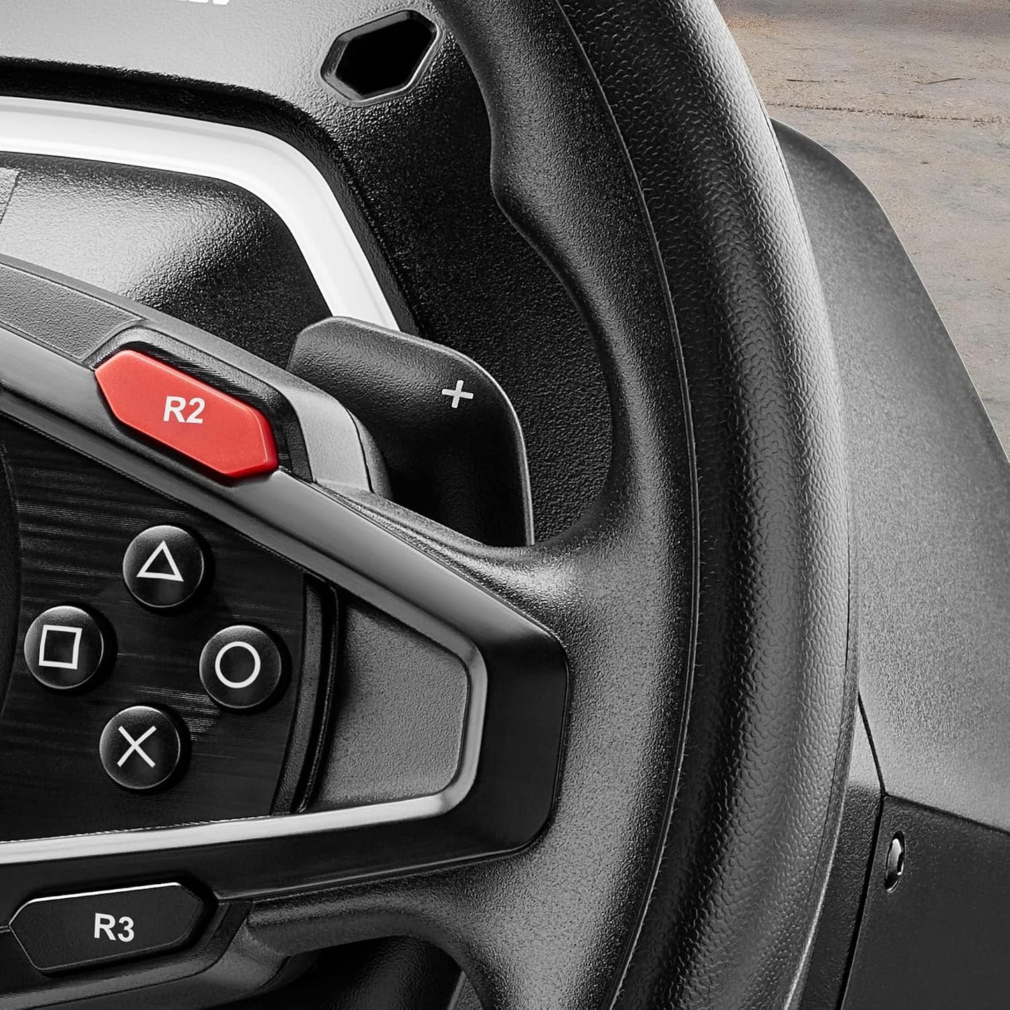 Thrustmaster T128 P Force Feedback Racing Wheel & Pedal Set - PS5 & PC | Magnetic paddle shifters, 900-degree rotation, hybrid drive, quick-attach desk clamp, for sim driving, farming & truck games