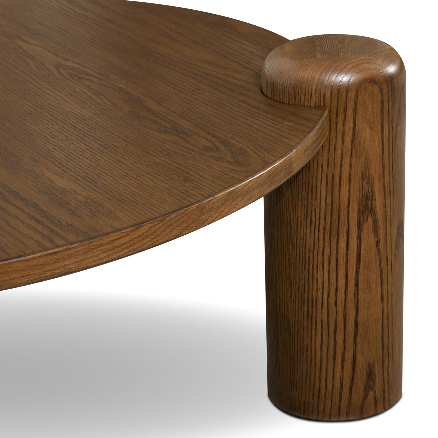 Poly & BARK Chordo 39.4 Inch Coffee Table in Tundra Brown Oak Grain Veneer with Curved Architectural Legs for Warm Modern Living Room Style and Everyday Function