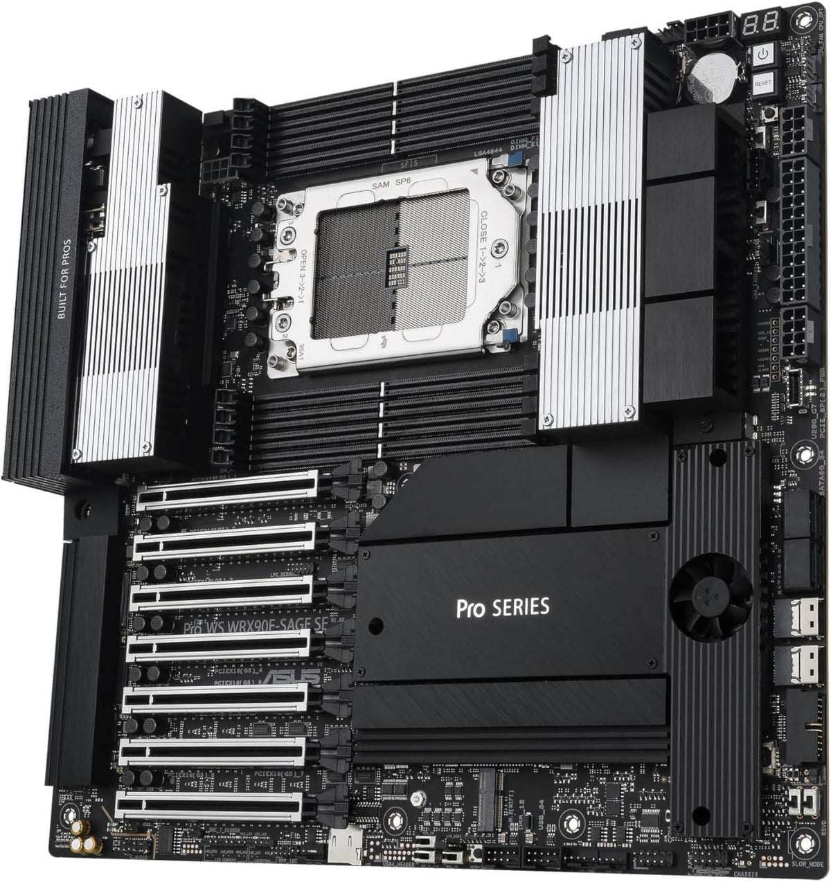 ASUS Pro WS WRX90E-SAGE SE EEB Workstation Motherboard, AMD Ryzen™ Threadripper™ PRO 7000 WX-Series, ECC R-DIMM DDR5, 32 Power-Stage,7xPCIe 5.0x16, PCIe 5.0 M.2, 10Gb & 2.5Gb LAN, Multi-GPU Support