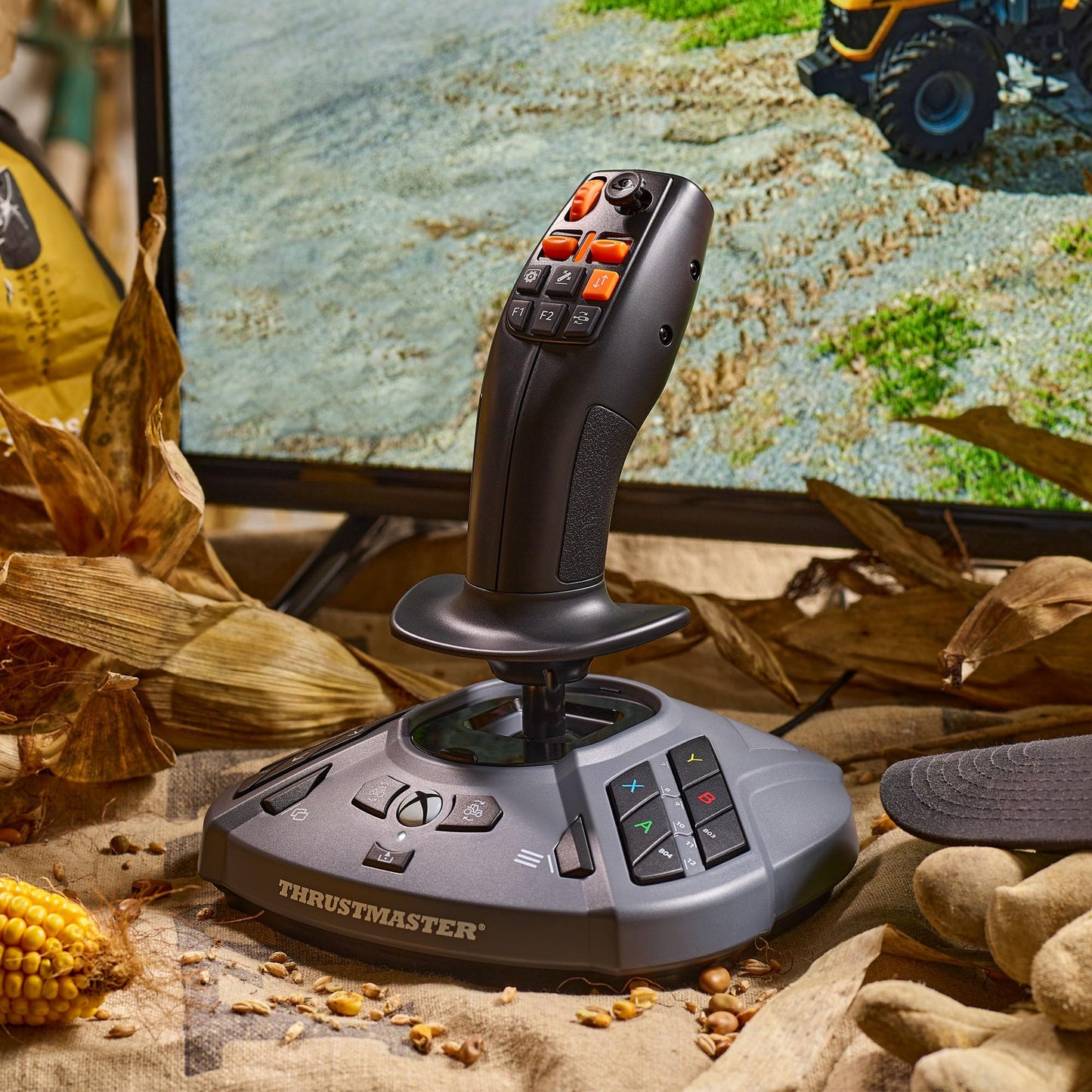 Thrustmaster SimTask FarmStick 3-Axis Farming Simulator Joystick - PC | Plug and play for FS25, 33 programable inputs, thumbwheel, mini-stick, triggers, rocker switches, H.E.A.R.T sensors