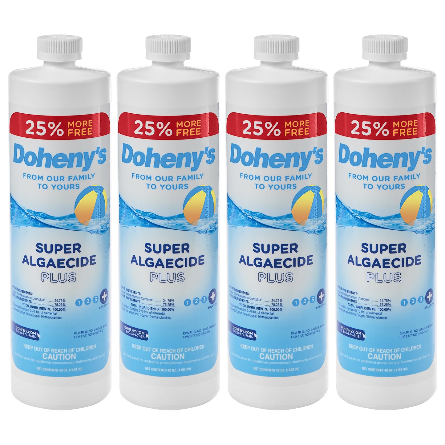 Doheny's Super Algaecide Plus | Pro-Grade | Effective Against Most Algae Types | 7.1% Chelated Copper (Chelated to Reduce Staining) | Non-Foaming, No Clouding | Safe to Swim After Use | 40oz Bottle