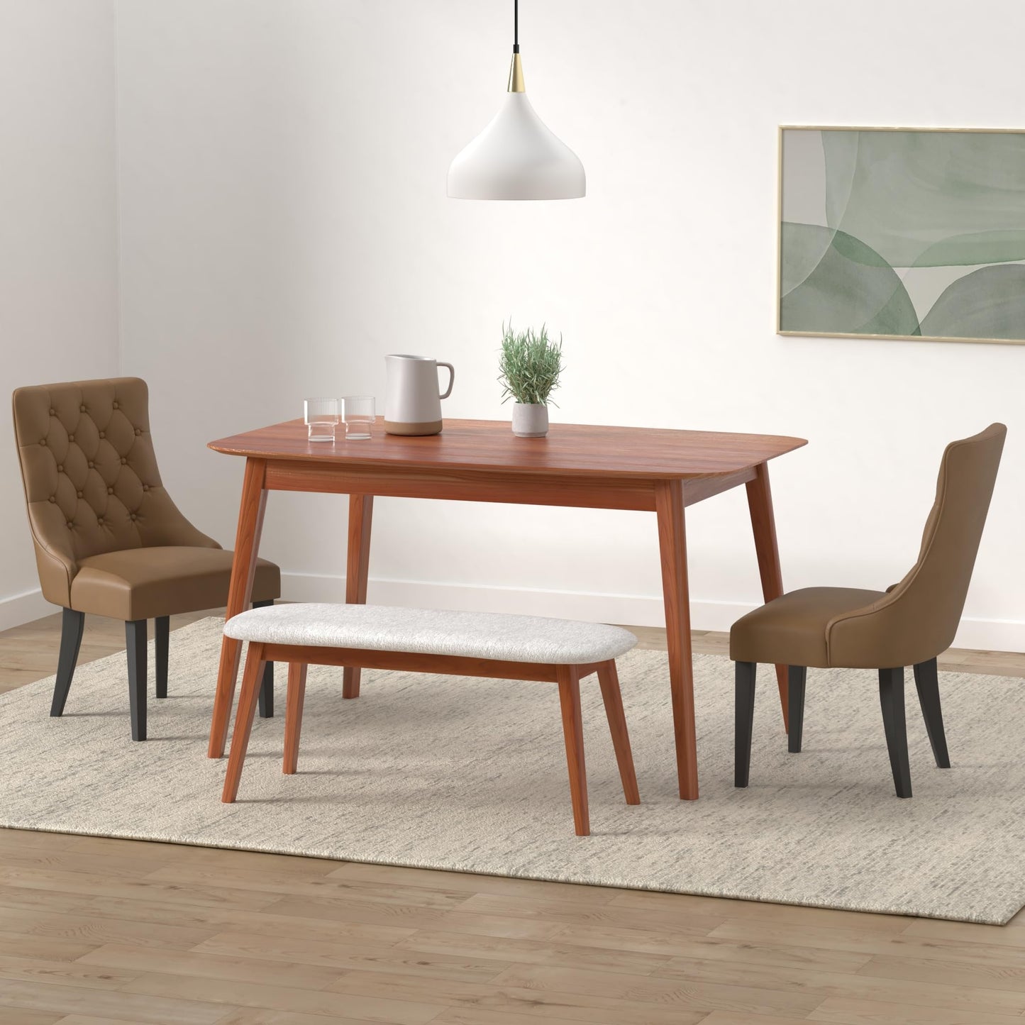 CHITA Modern High Back Dining Room Chairs Set of 2, Farmhouse Upholstered Dining Chairs, Fabric in Linen