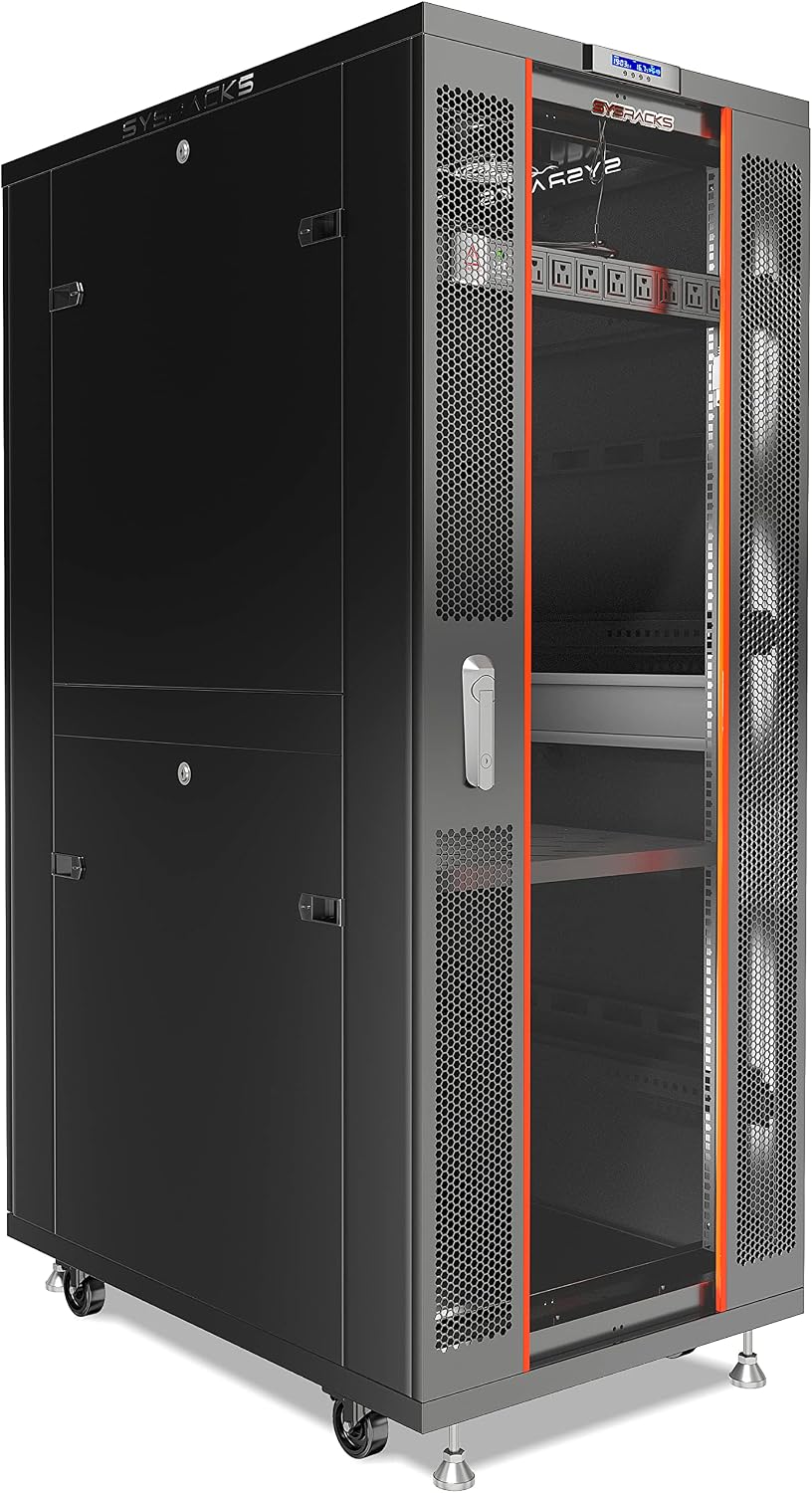 37U Home Server Rack Cabinet – 19" Floor Standing Network Rack, 32" Deep Homelab Rack with Locking Glass Door, Cooling Fans, PDU & Shelf for NAS, Router, Switch and AV Equipment