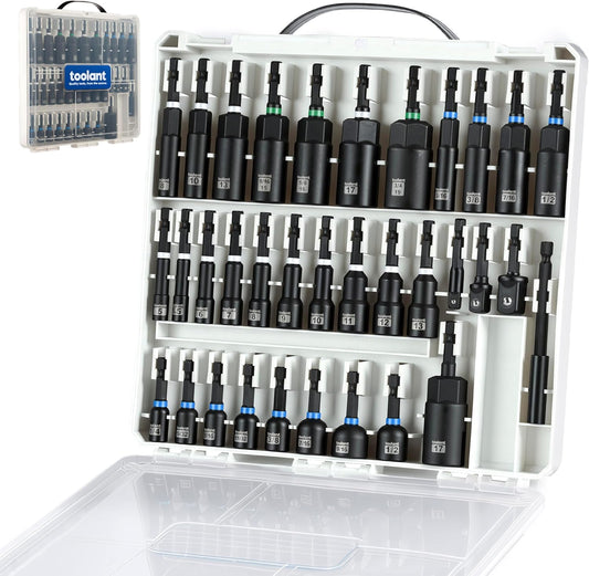 toolant Magnetic Nut Driver Set 34 Piece, Impact Driver Bit Set, Deep Nut Driver, Impact Socket Adapters, Wing Nut Driver, Tough Gift Case